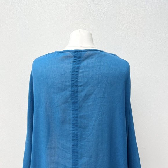 Toast Ladies One Size Aqua Teal Kaftan Beach Cover 100% Cotton Embroidered Flowy - Picture 6 of 8